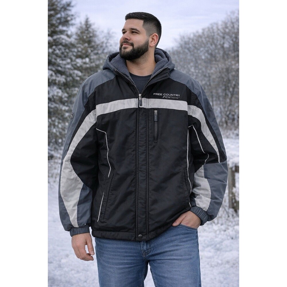 Free Country FCXtreme Jacket Mens L Snowboard Ski Winter Black Gray Coat